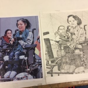 Lady watching other lady on Wheelchair